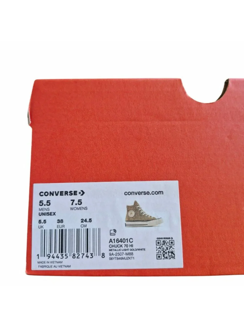⭐Converse Chuck 70 Hi Metallic Size 5.5 Men's shoes Sneakers Gold White A16401C